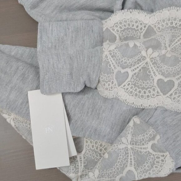NWT FLORA NIKROOZ gray lace loungewear hoodie sweatshirt - Picture 9 of 16